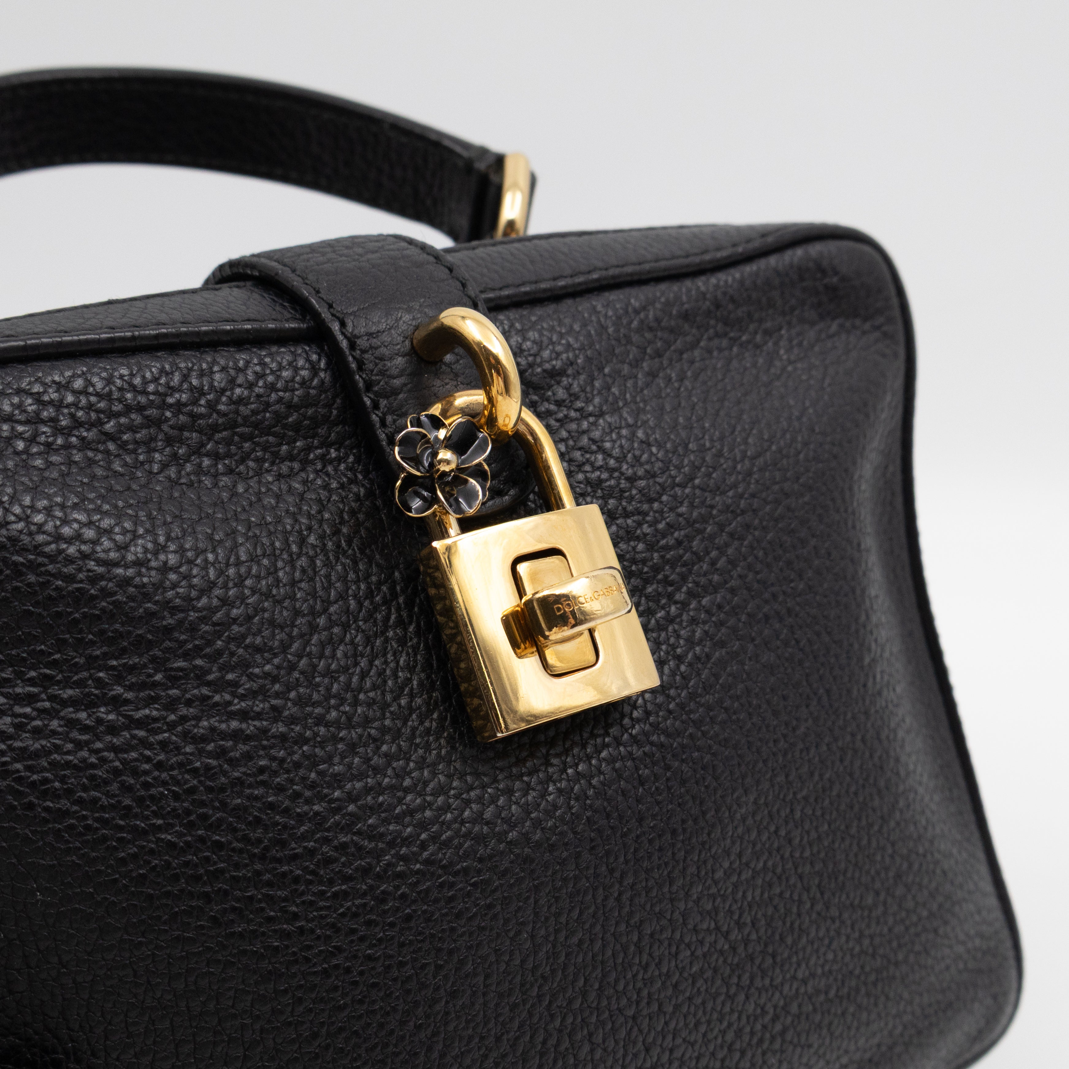Rosaria Shoulder Bag Black Drummed Calfskin Leather