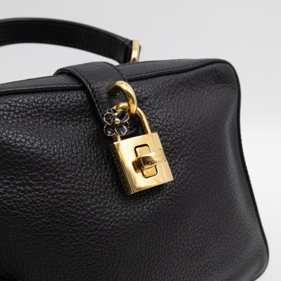 Rosaria Shoulder Bag Black Drummed Calfskin Leather