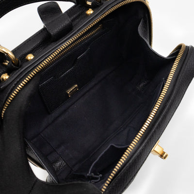 Rosaria Shoulder Bag Black Drummed Calfskin Leather