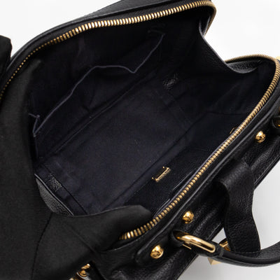 Rosaria Shoulder Bag Black Drummed Calfskin Leather