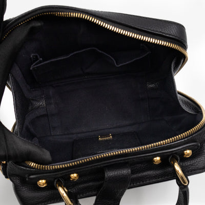 Rosaria Shoulder Bag Black Drummed Calfskin Leather