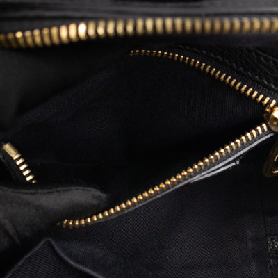 Rosaria Shoulder Bag Black Drummed Calfskin Leather