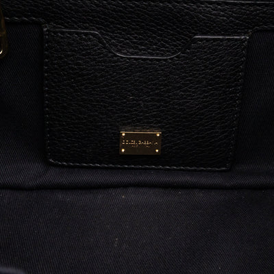 Rosaria Shoulder Bag Black Drummed Calfskin Leather