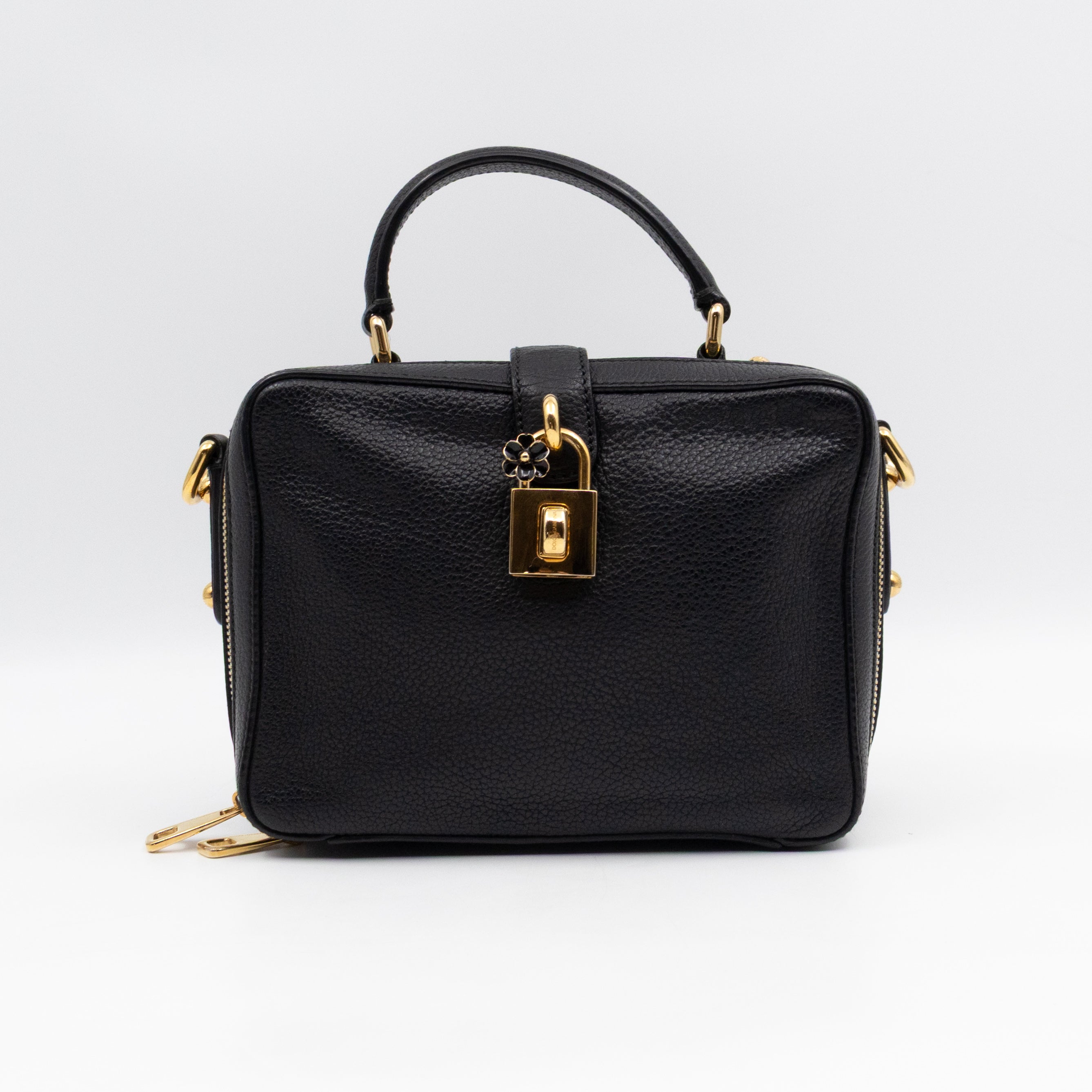 Rosaria Shoulder Bag Black Drummed Calfskin Leather