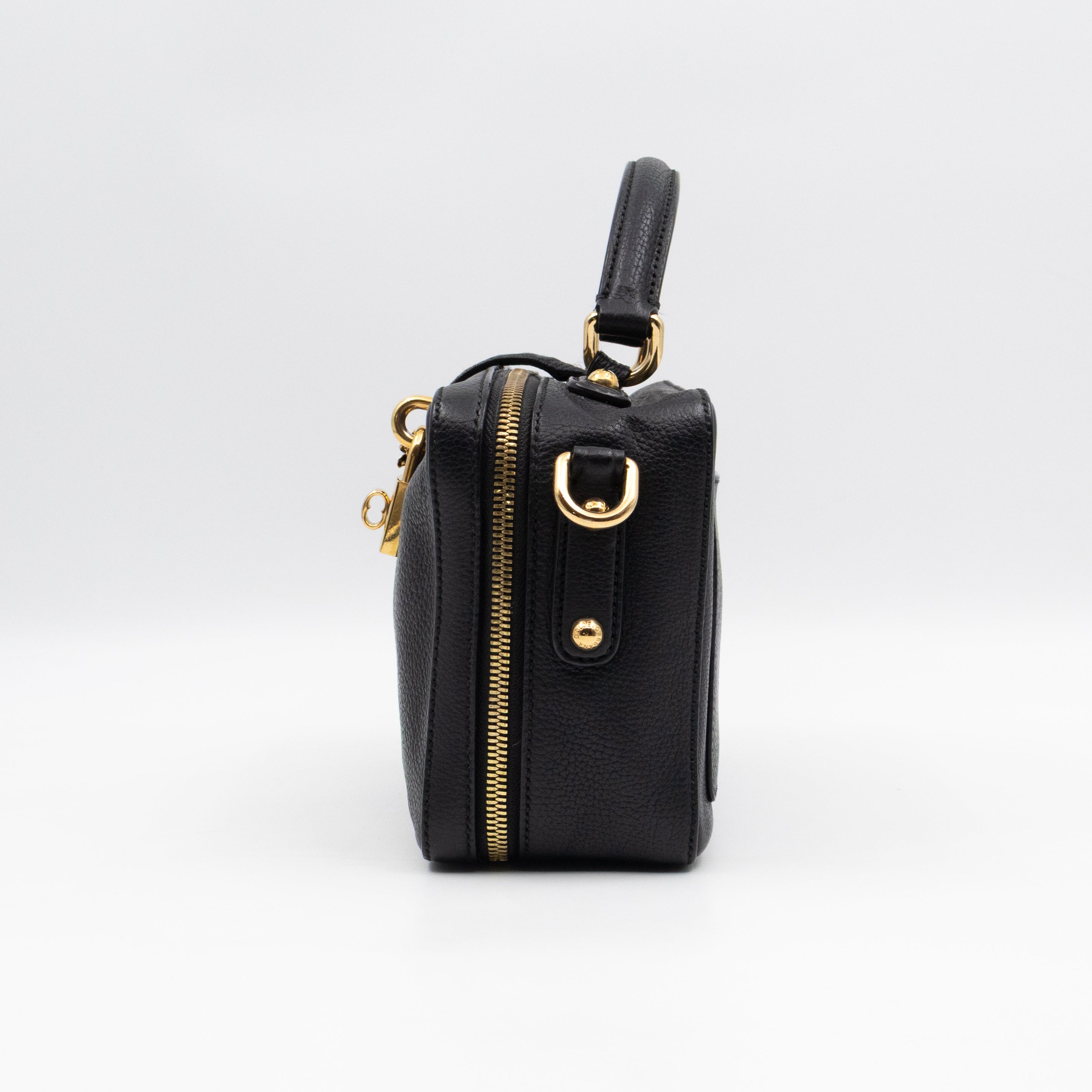 Rosaria Shoulder Bag Black Drummed Calfskin Leather