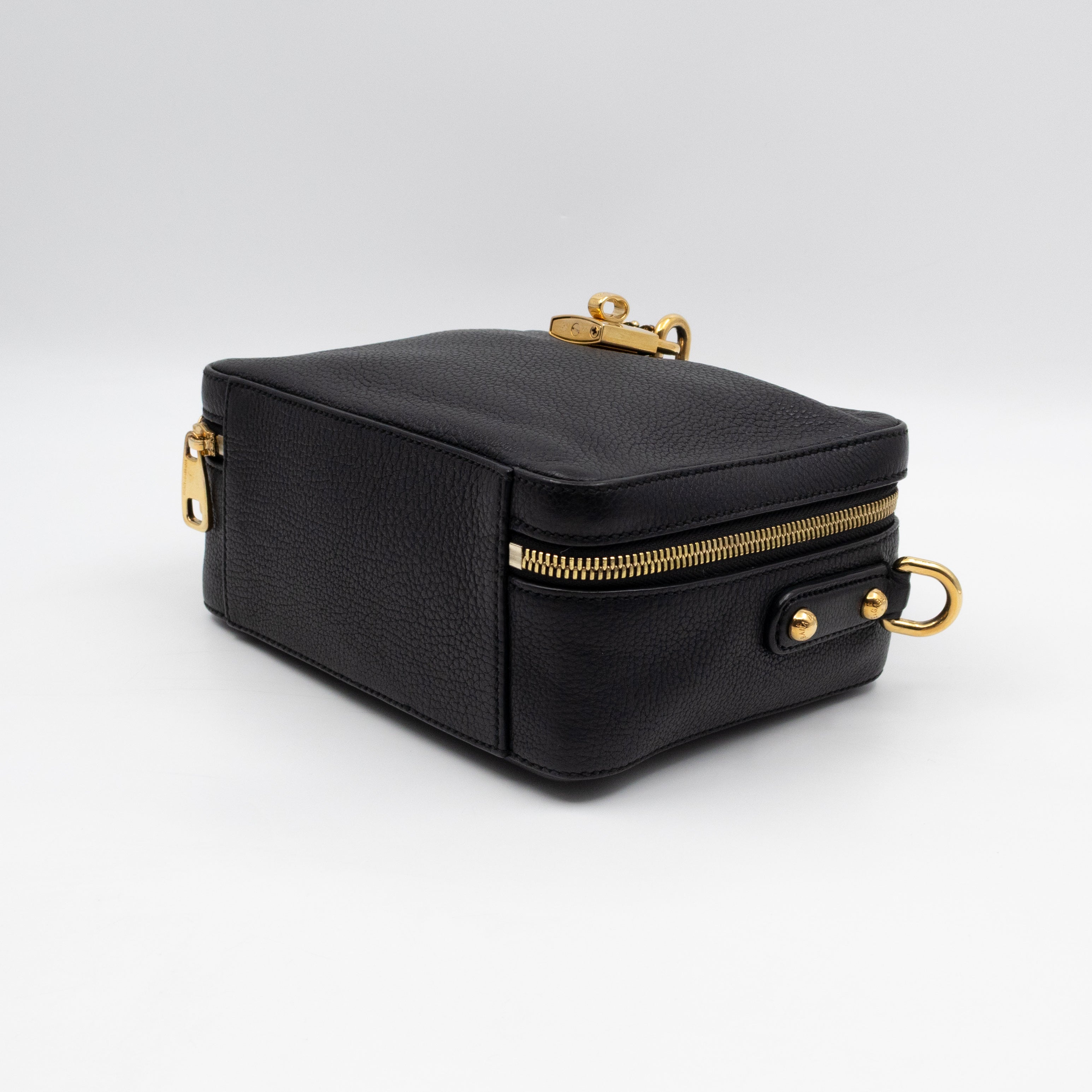 Rosaria Shoulder Bag Black Drummed Calfskin Leather