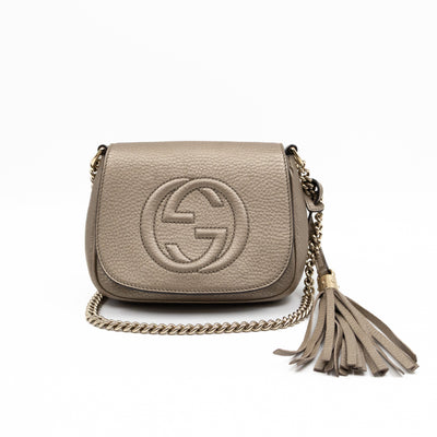 Mini Soho Flap Bag Champagne Leather