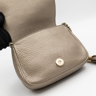 Mini Soho Flap Bag Champagne Leather