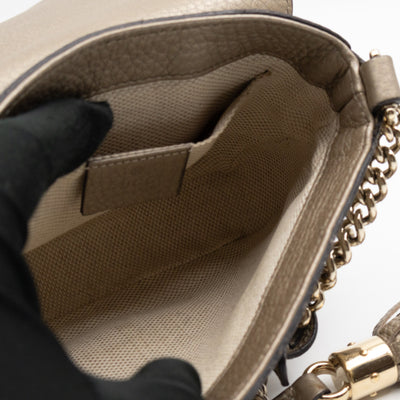 Mini Soho Flap Bag Champagne Leather
