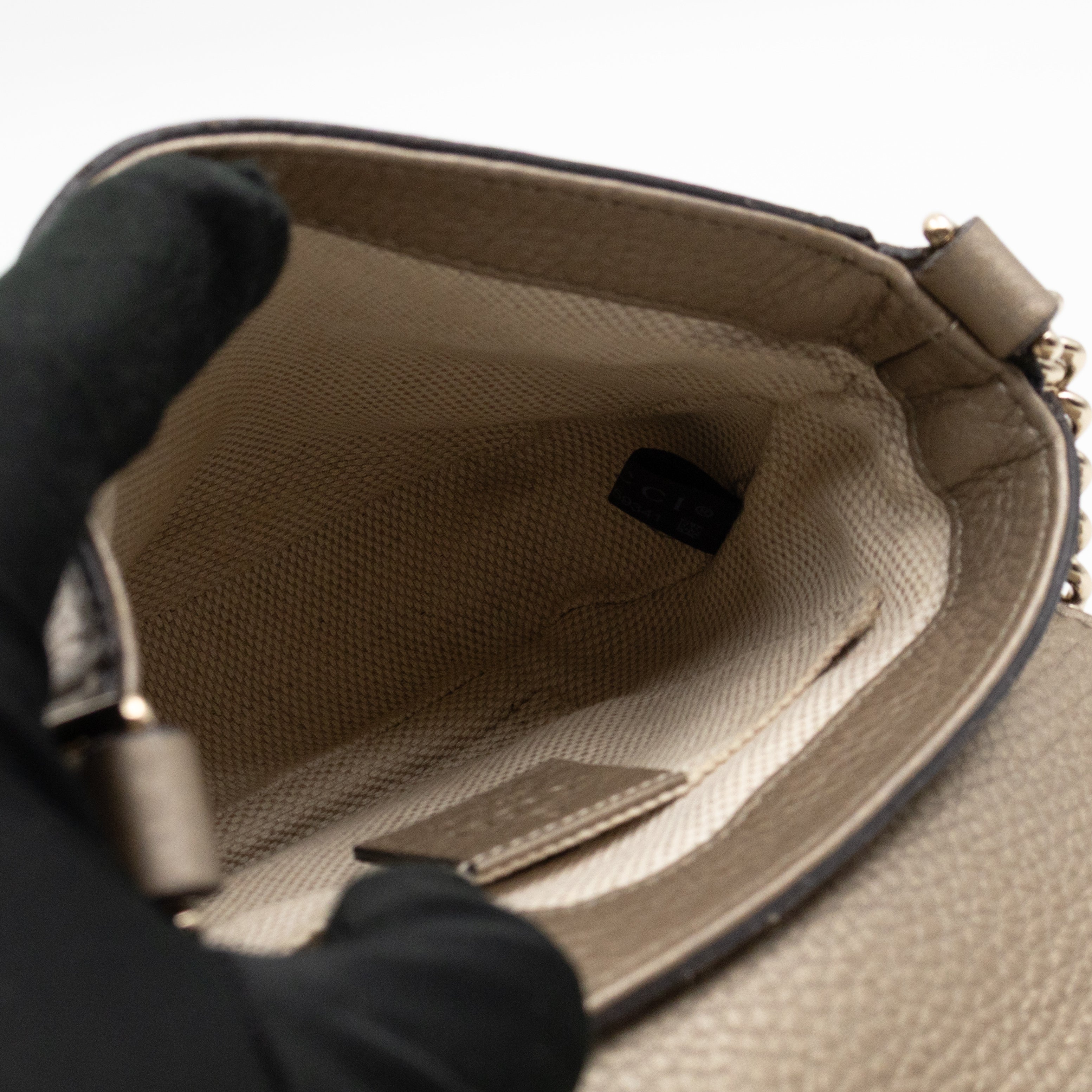 Mini Soho Flap Bag Champagne Leather