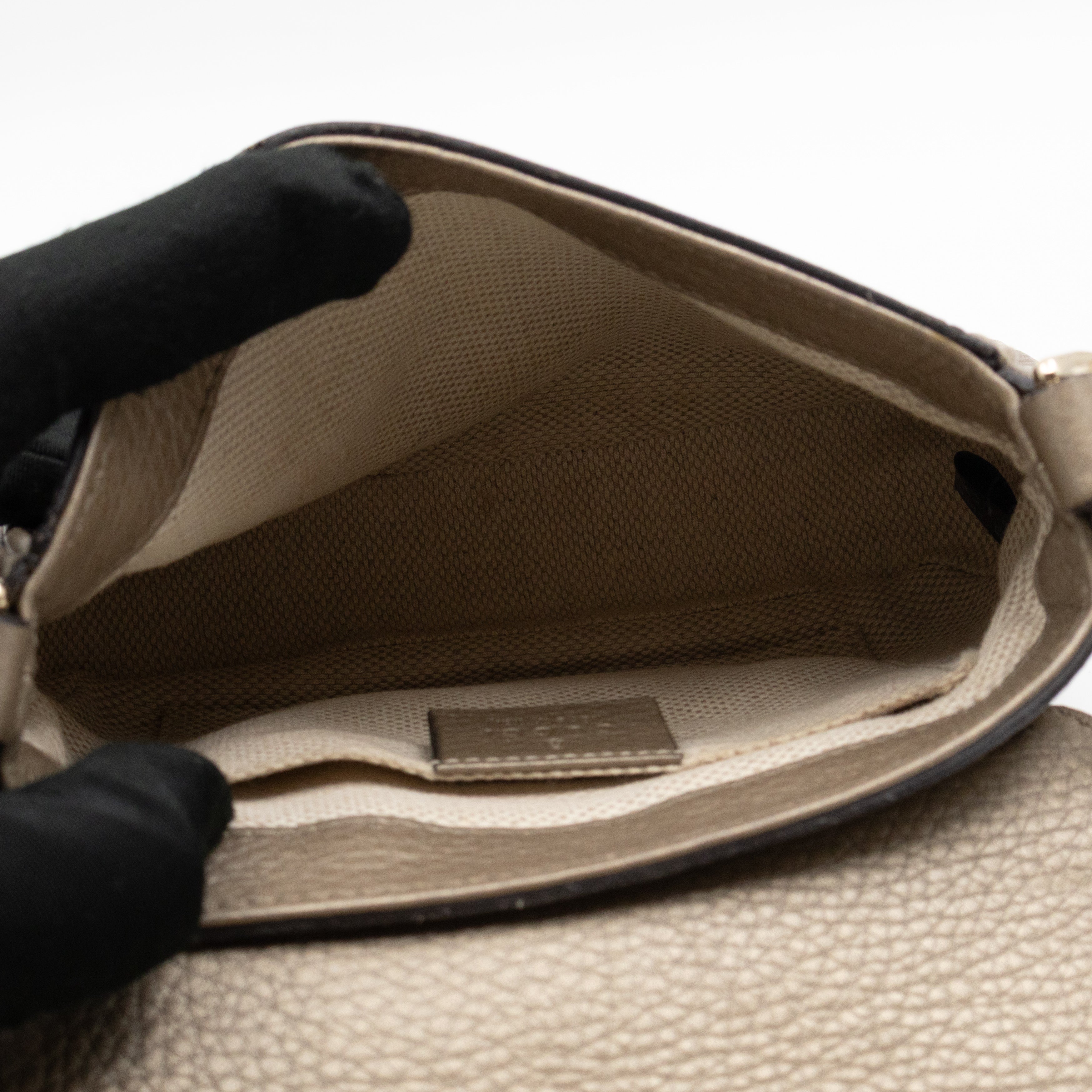 Mini Soho Flap Bag Champagne Leather
