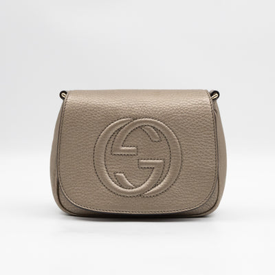 Mini Soho Flap Bag Champagne Leather