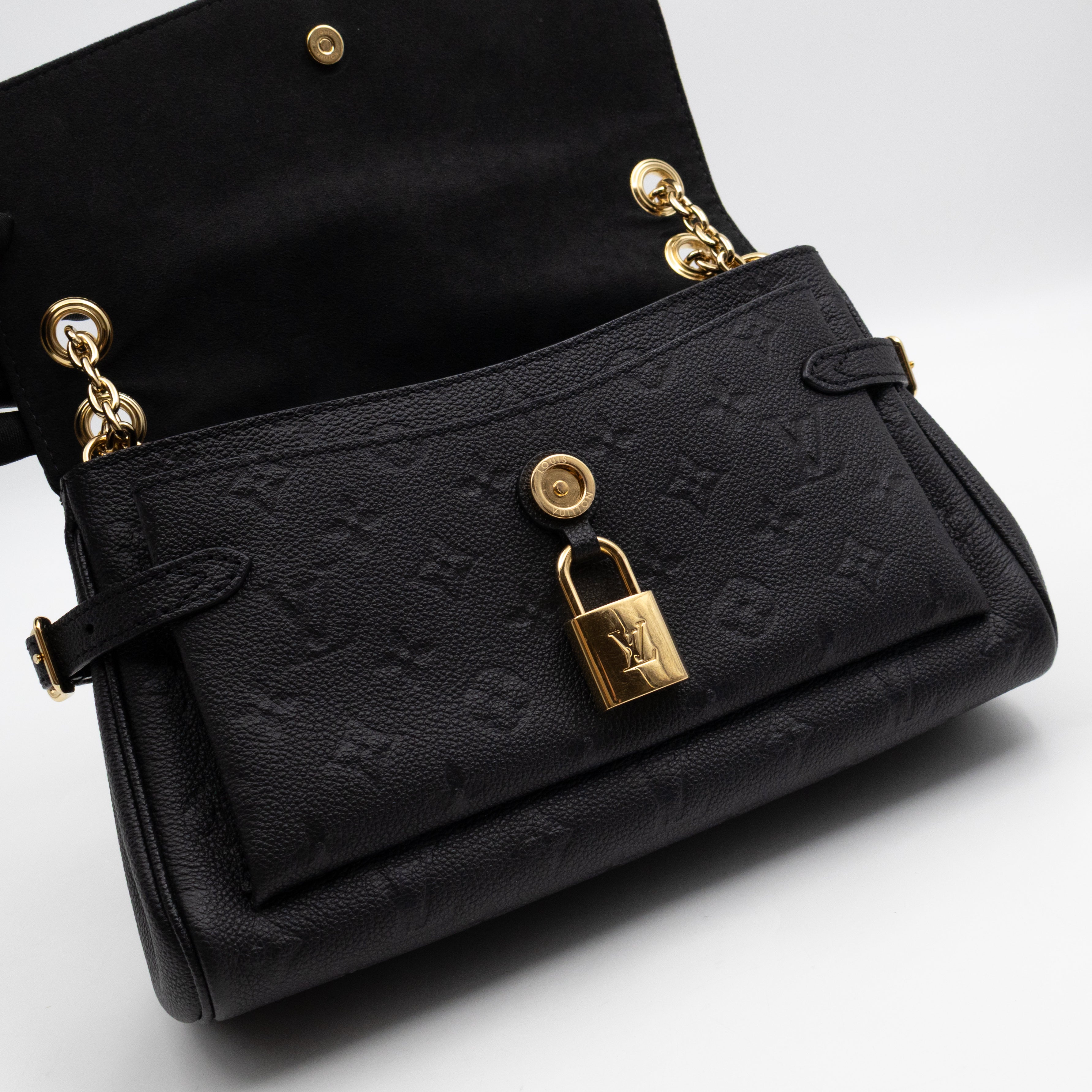 Anytime Flap Bag Black Monogram Empreinte Leather