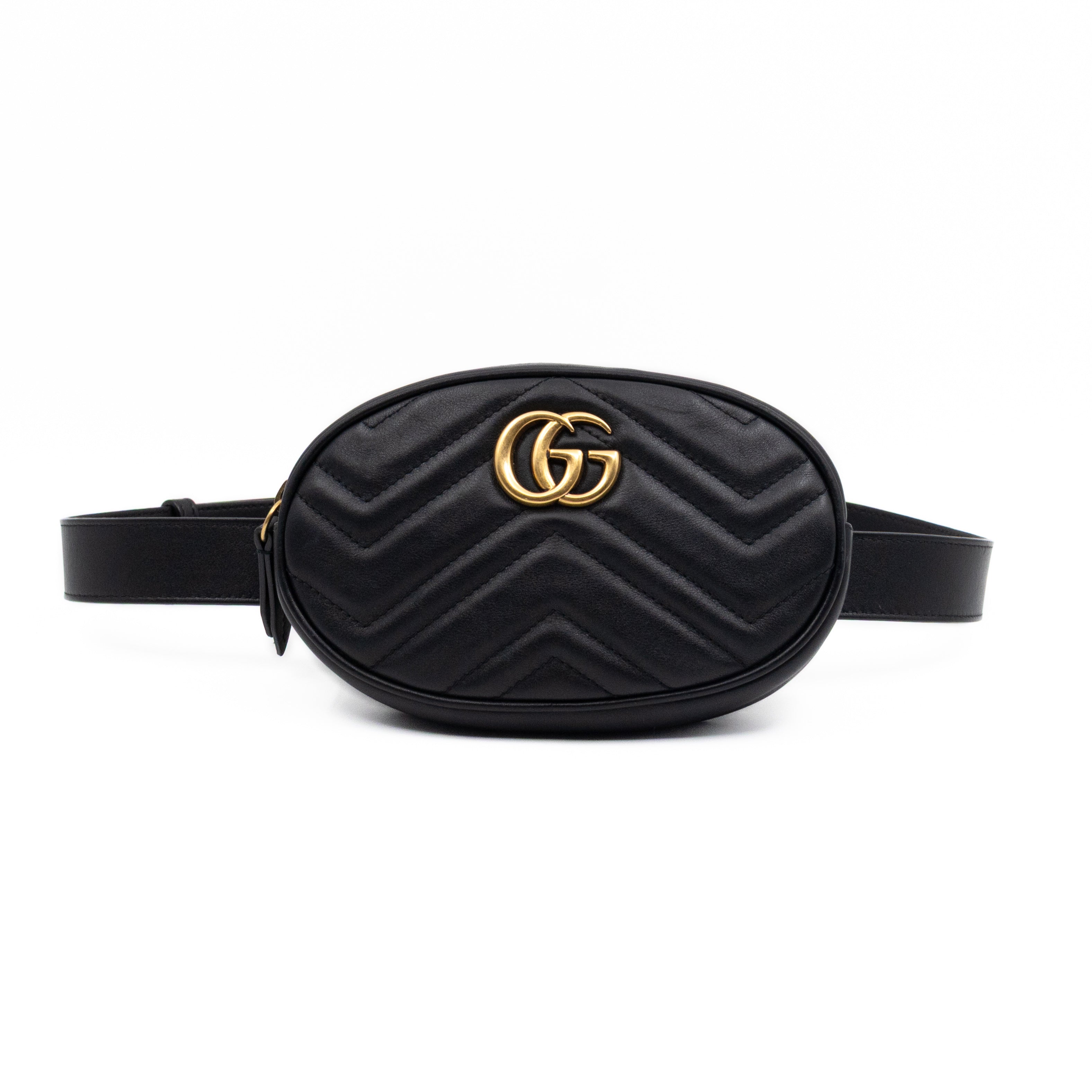 GG Marmont Matelasse Mini Belt Bag Black Leather 85 cm