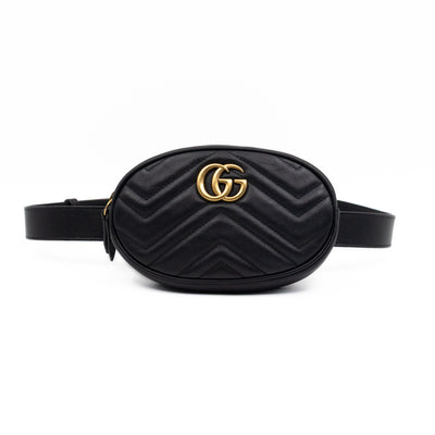 GG Marmont Matelasse Mini Belt Bag Black Leather 85 cm