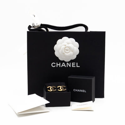 CC Black Enamel Gold Earrings
