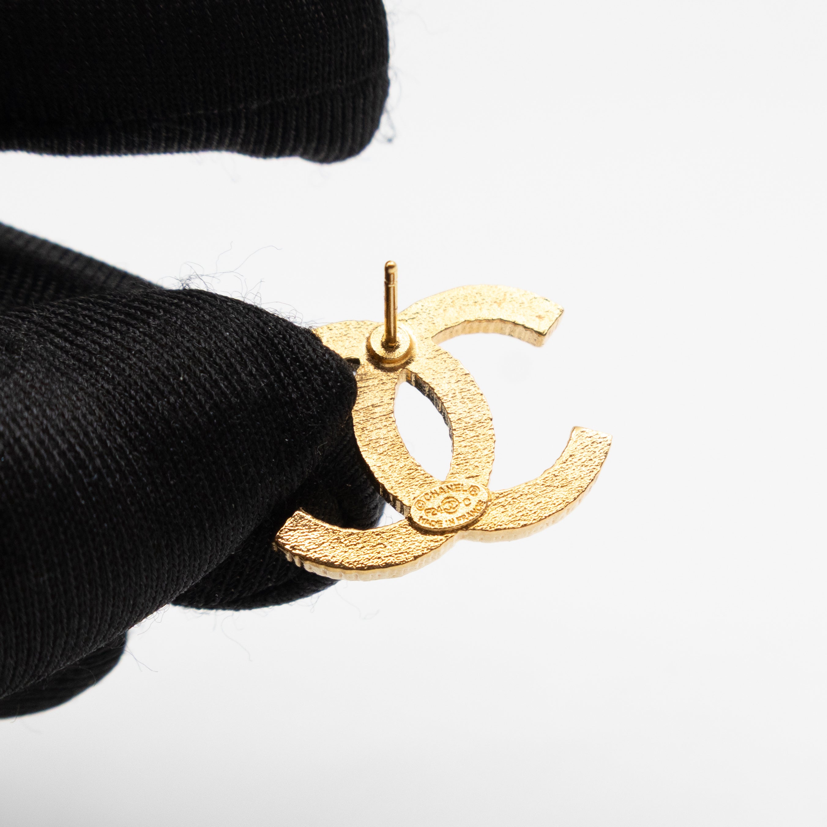 CC Black Enamel Gold Earrings