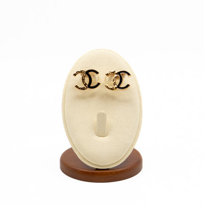 CC Black Enamel Gold Earrings