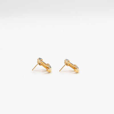 CC Black Enamel Gold Earrings