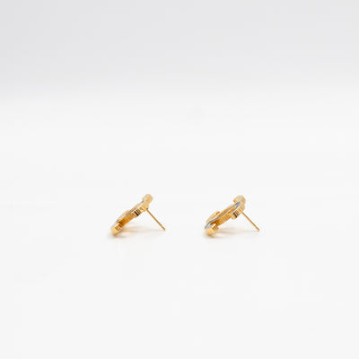 CC Black Enamel Gold Earrings
