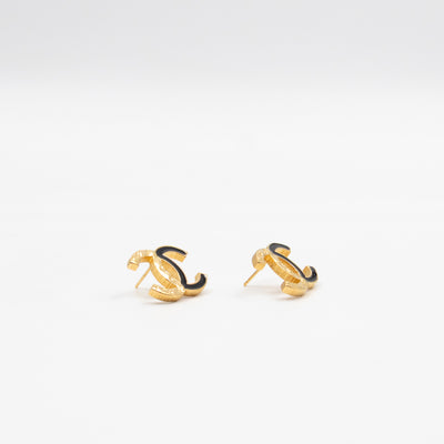 CC Black Enamel Gold Earrings