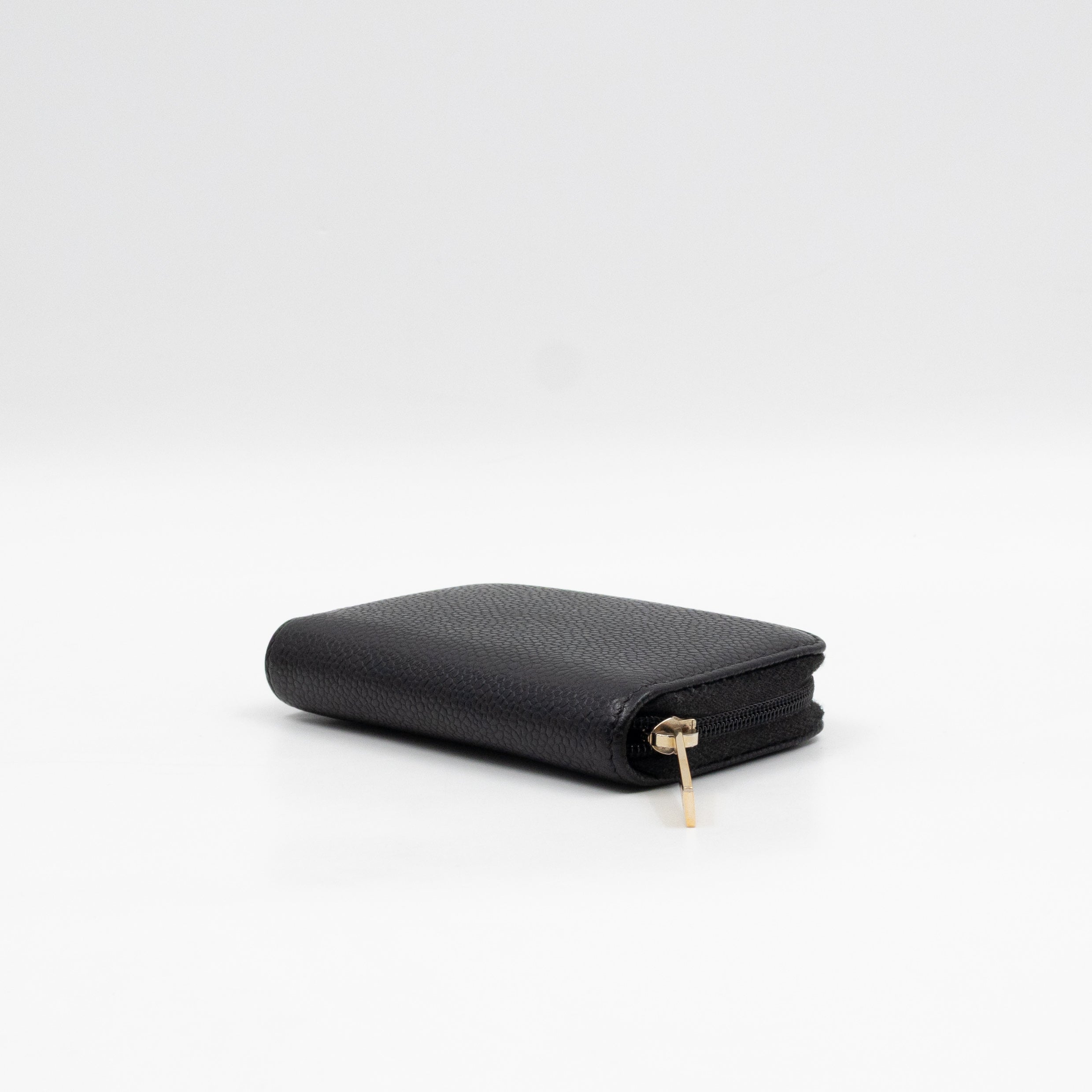 Zip Around Card Case CC Black Caviar Leather