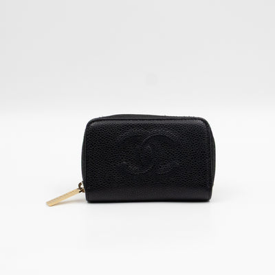 Zip Around Card Case CC Black Caviar Leather