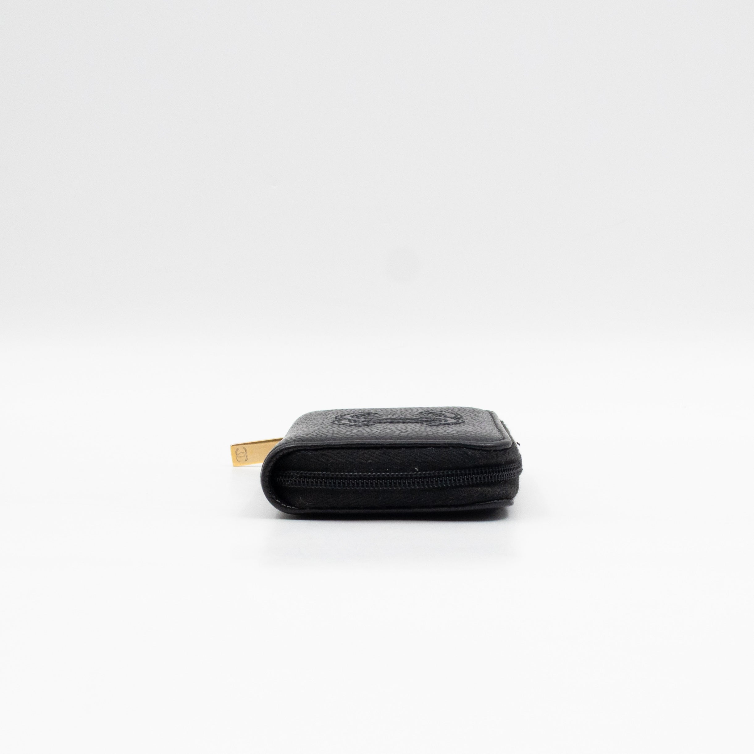 Zip Around Card Case CC Black Caviar Leather