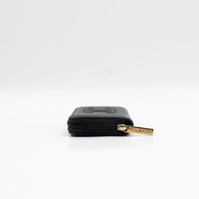 Zip Around Card Case CC Black Caviar Leather