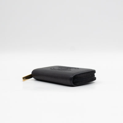 Zip Around Card Case CC Black Caviar Leather