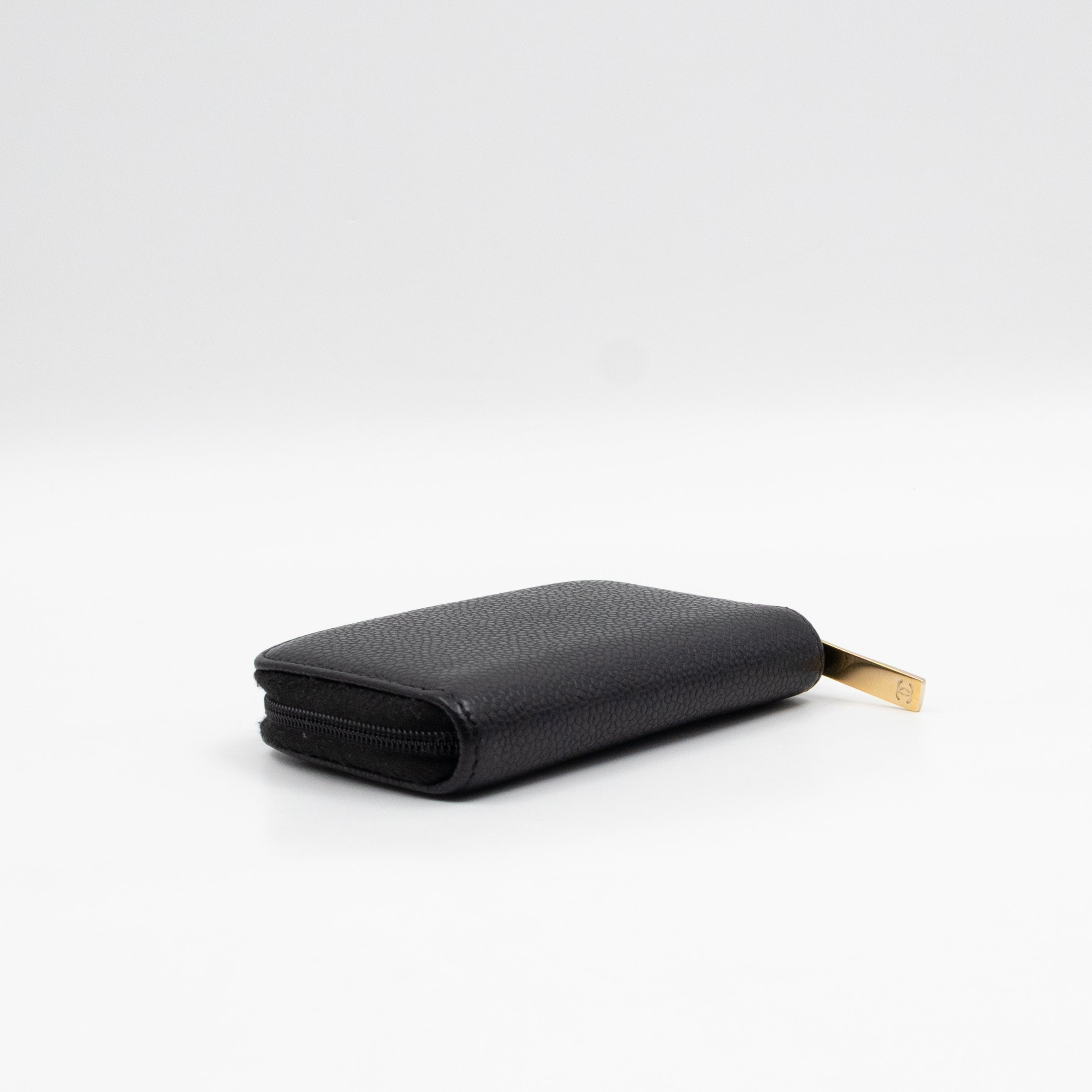 Zip Around Card Case CC Black Caviar Leather