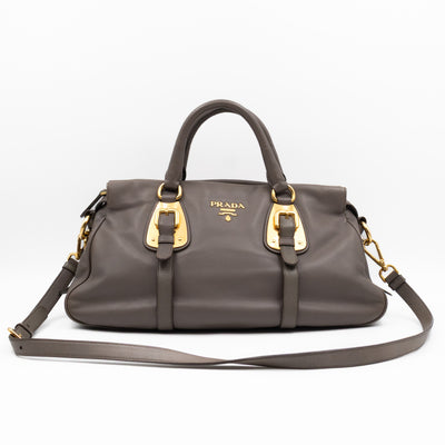 Shoulder Bag Grey Soft Calfskin Leather