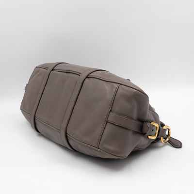 Shoulder Bag Grey Soft Calfskin Leather