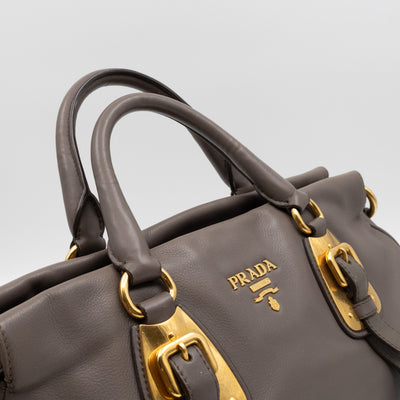 Shoulder Bag Grey Soft Calfskin Leather