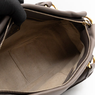 Shoulder Bag Grey Soft Calfskin Leather