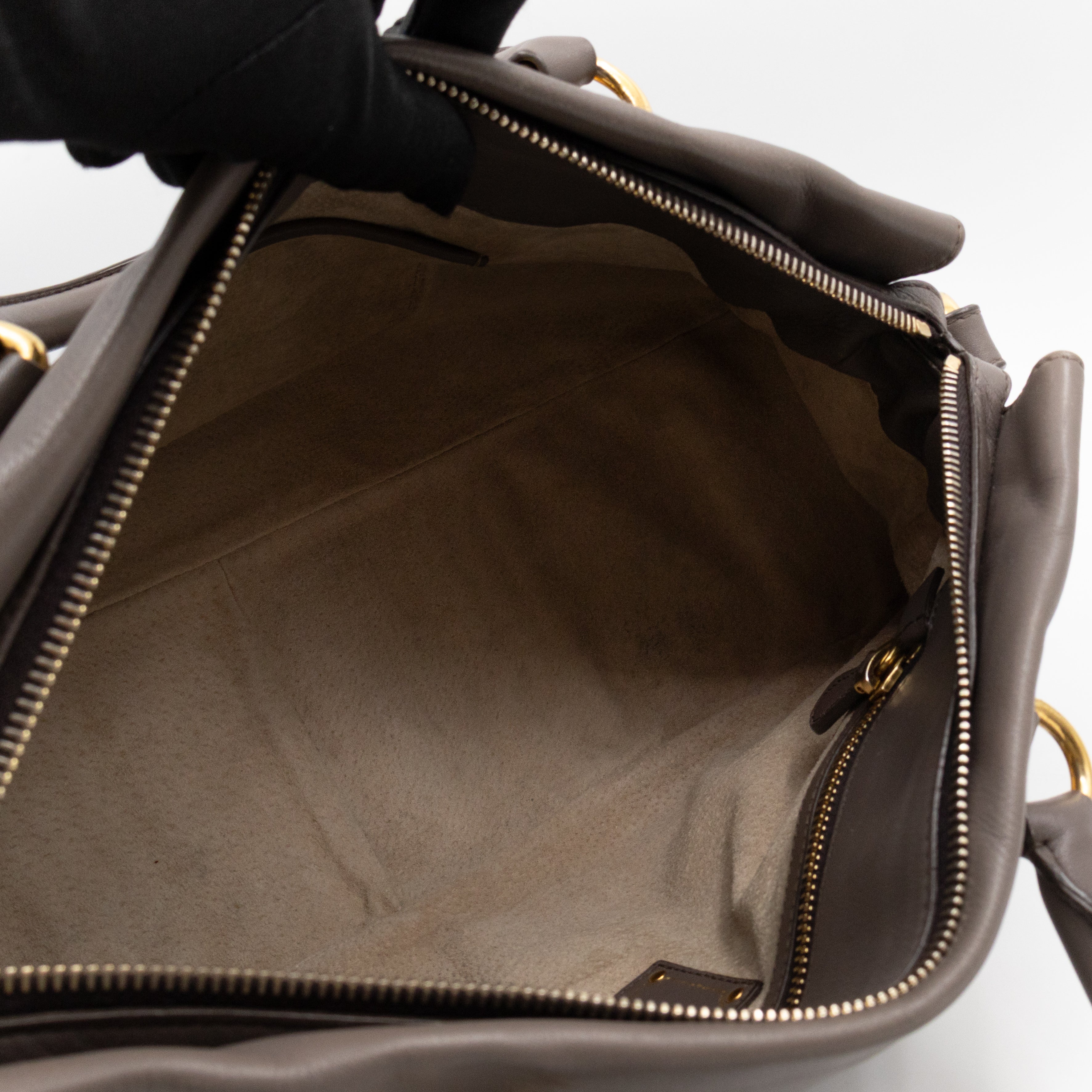 Shoulder Bag Grey Soft Calfskin Leather