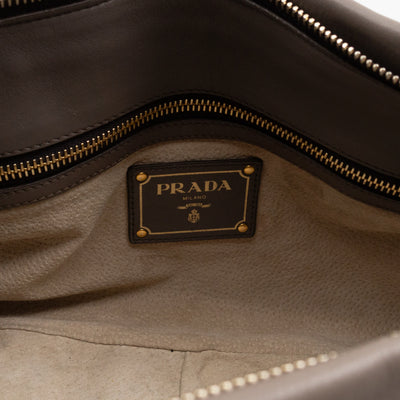 Shoulder Bag Grey Soft Calfskin Leather