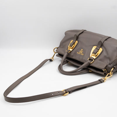 Shoulder Bag Grey Soft Calfskin Leather