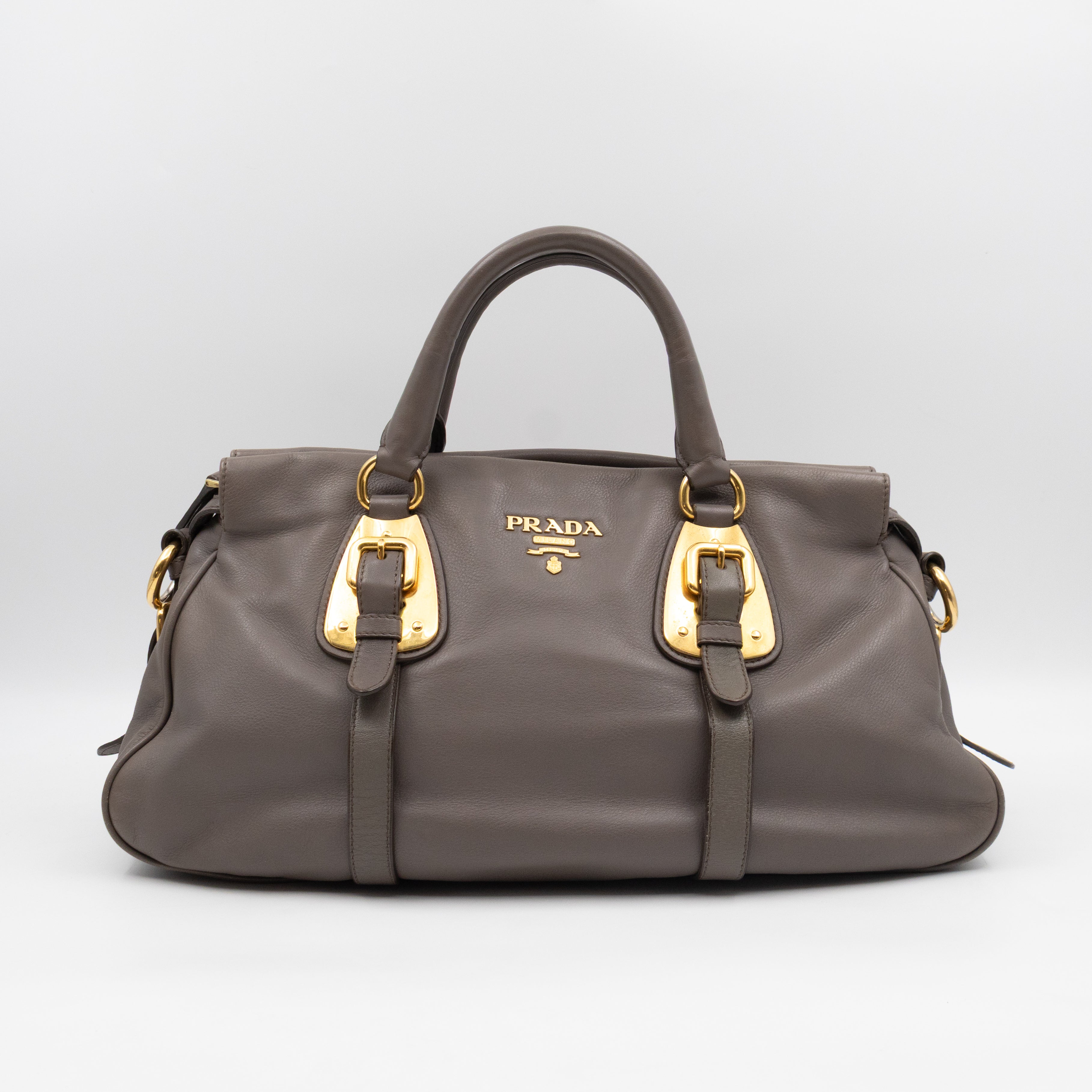 Shoulder Bag Grey Soft Calfskin Leather