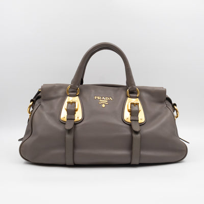 Shoulder Bag Grey Soft Calfskin Leather