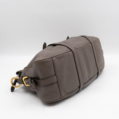 Shoulder Bag Grey Soft Calfskin Leather