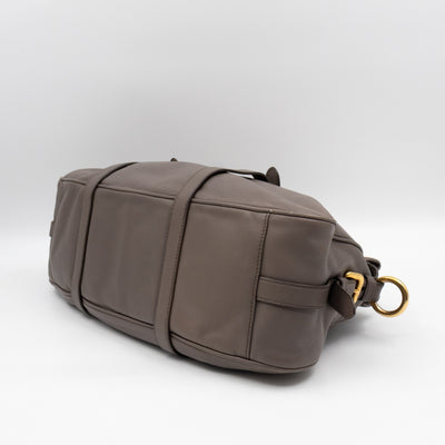 Shoulder Bag Grey Soft Calfskin Leather