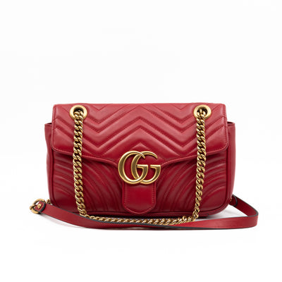 GG Marmont Medium Flap Bag Red Matelasse Leather