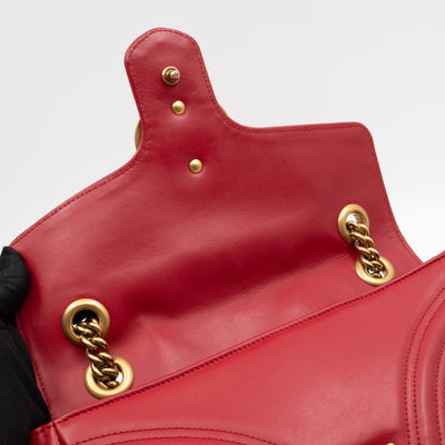 GG Marmont Medium Flap Bag Red Matelasse Leather