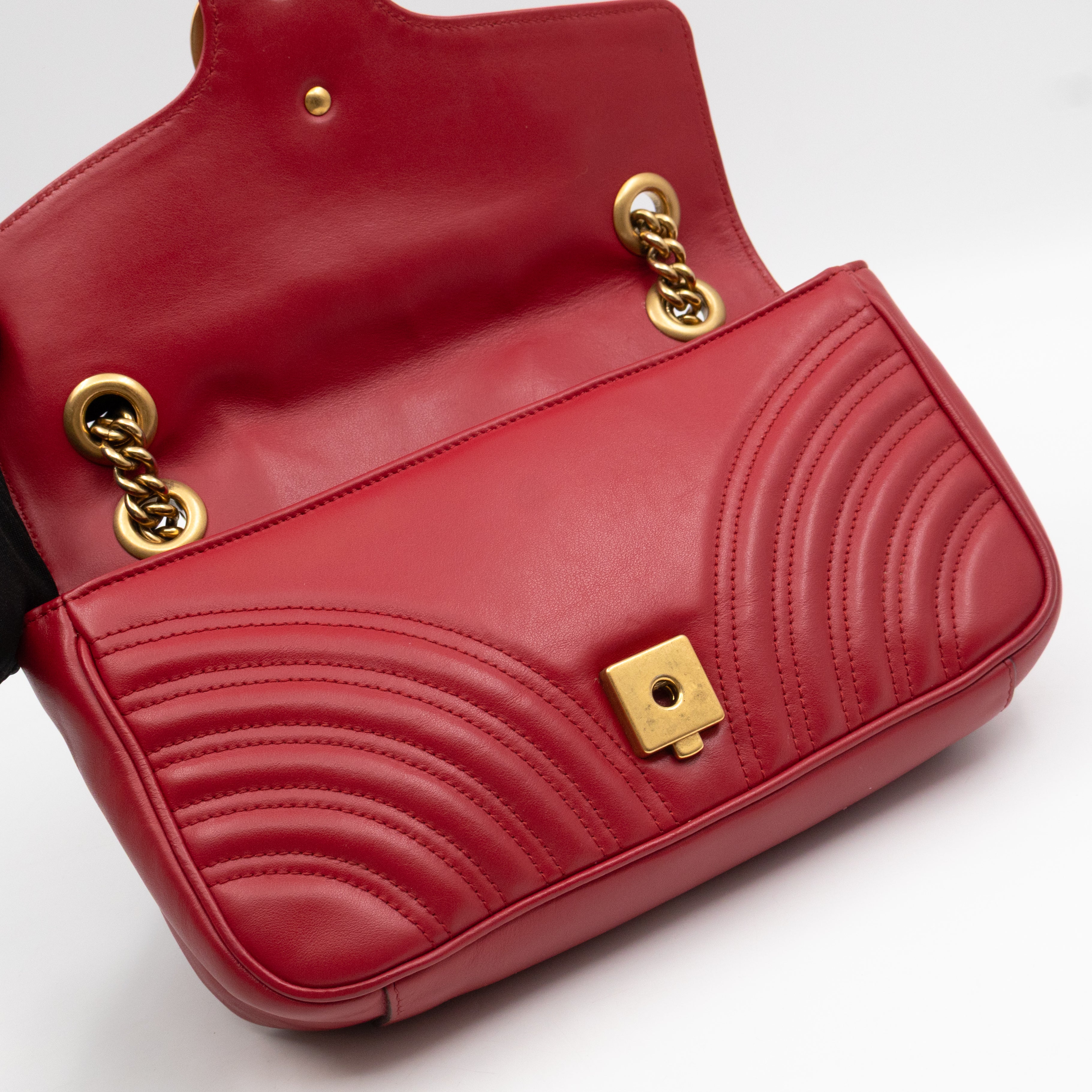 GG Marmont Medium Flap Bag Red Matelasse Leather