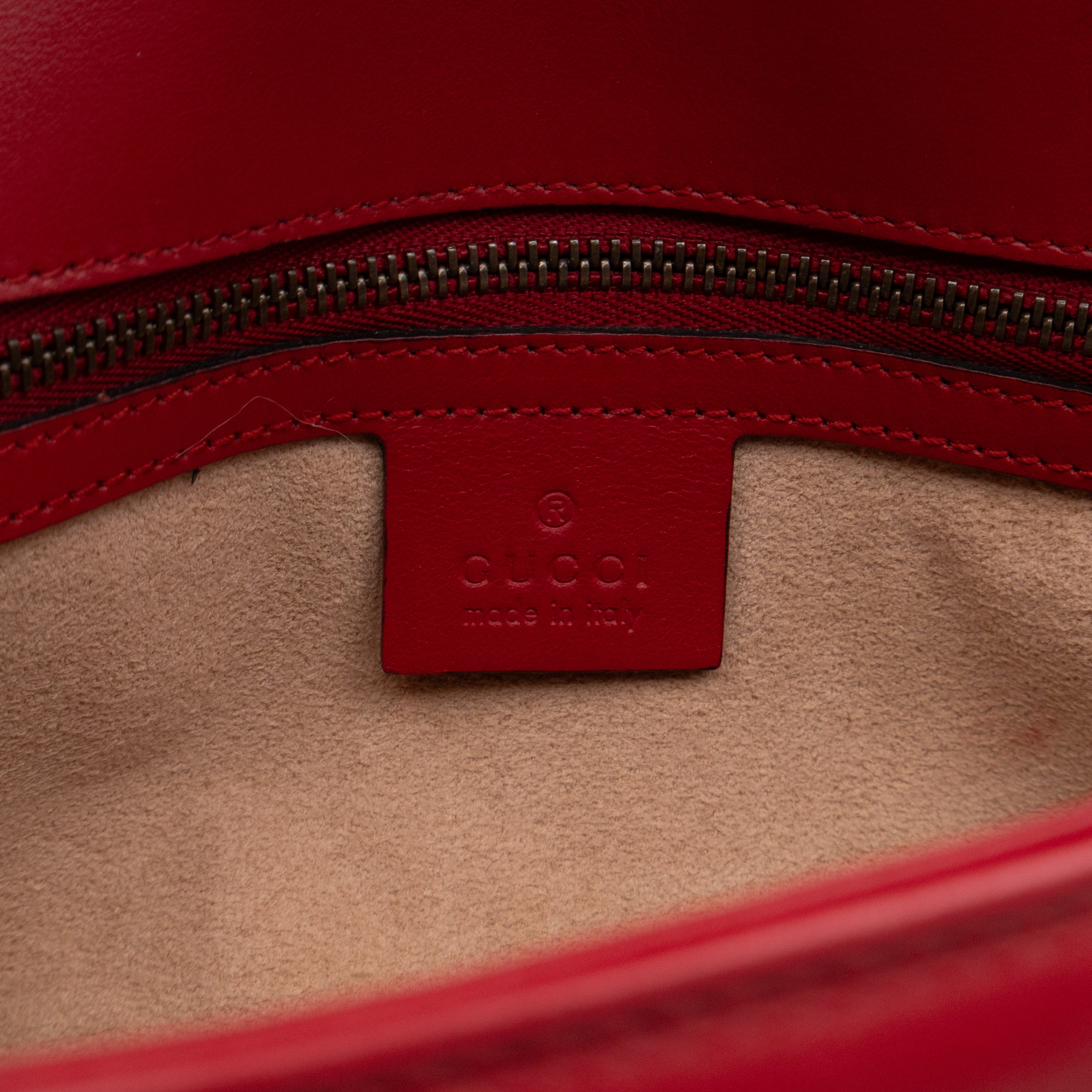 GG Marmont Medium Flap Bag Red Matelasse Leather