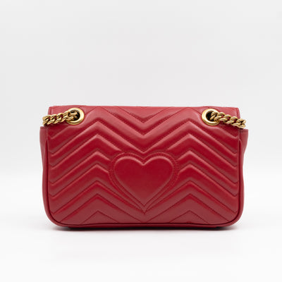 GG Marmont Medium Flap Bag Red Matelasse Leather