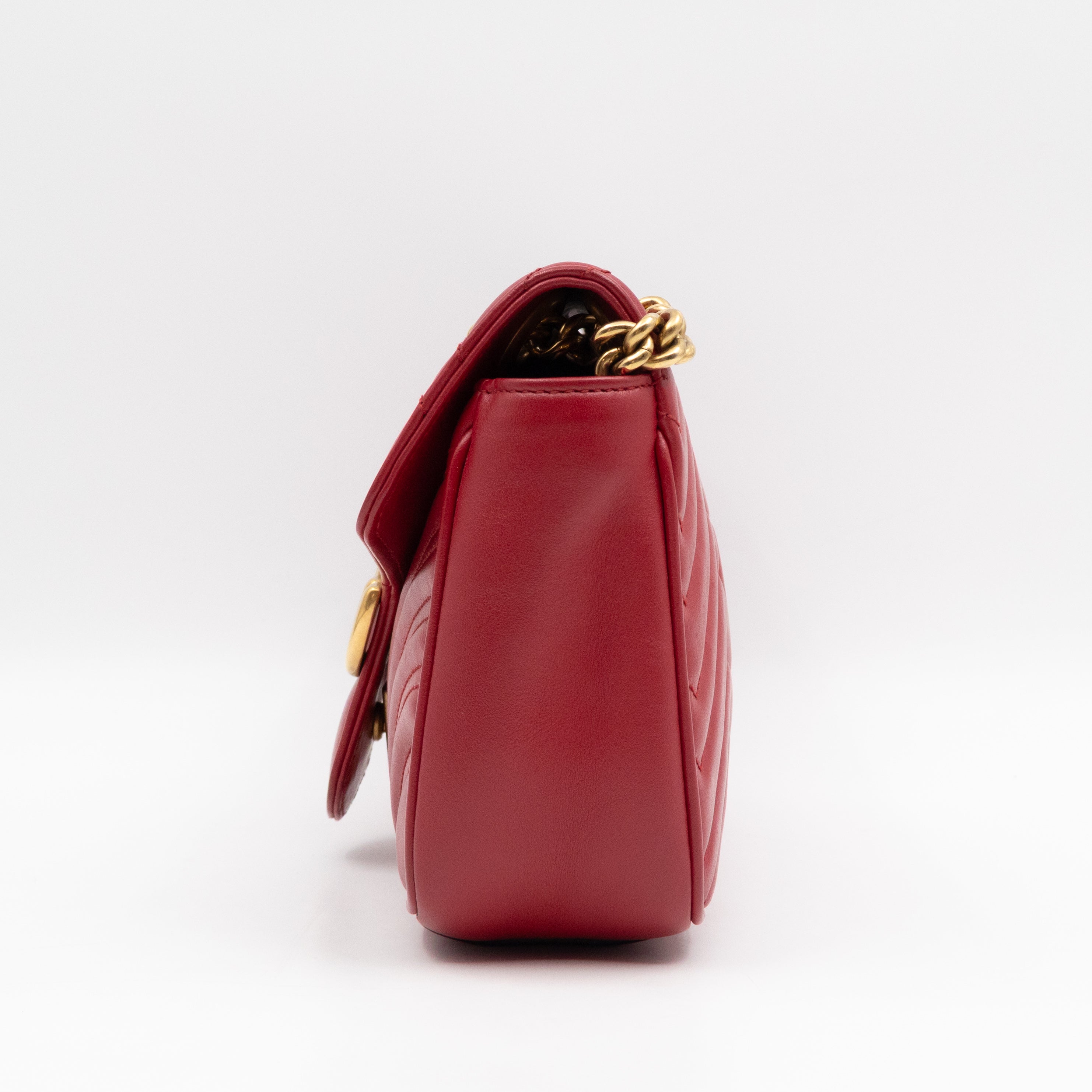 GG Marmont Medium Flap Bag Red Matelasse Leather