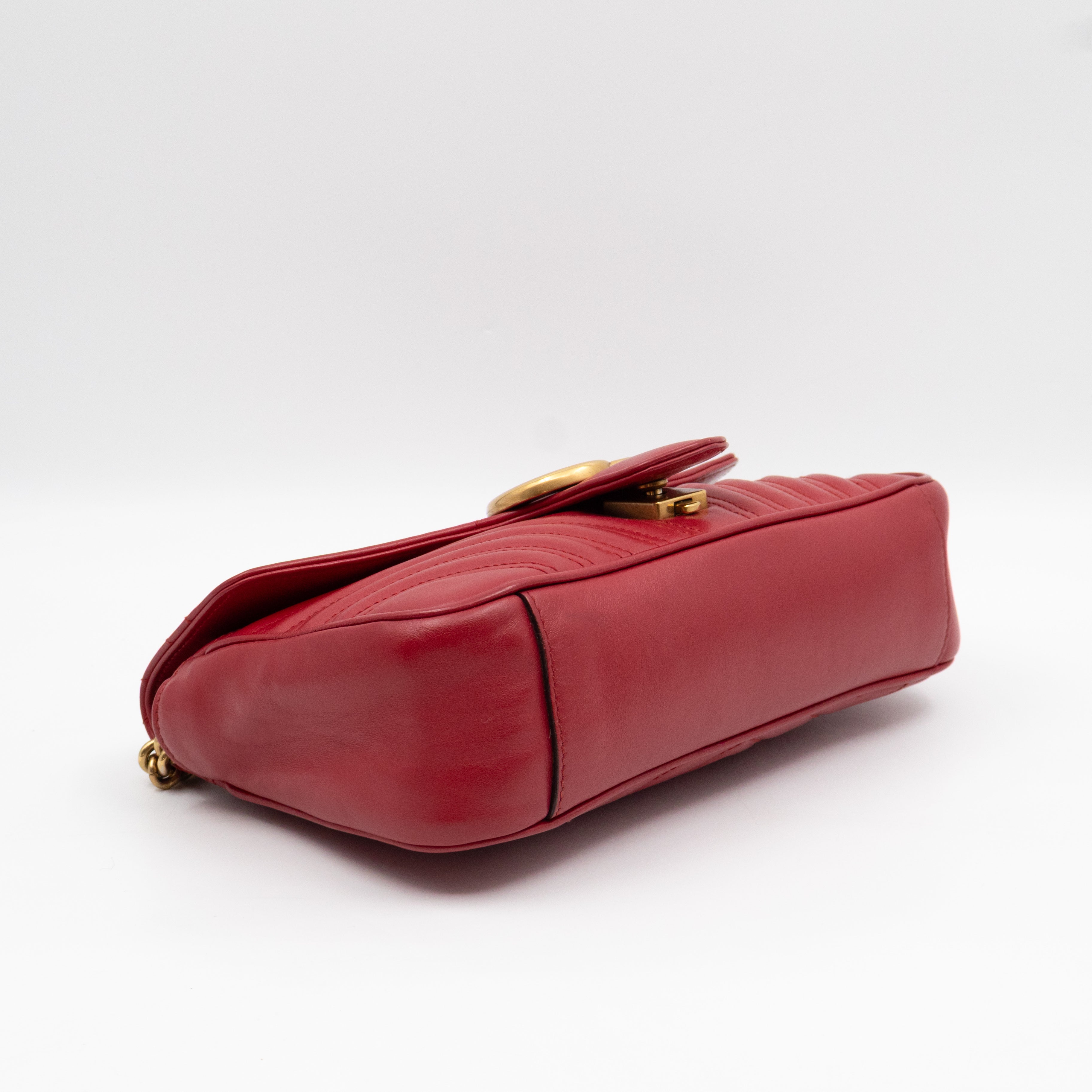 GG Marmont Medium Flap Bag Red Matelasse Leather