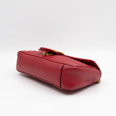 GG Marmont Medium Flap Bag Red Matelasse Leather